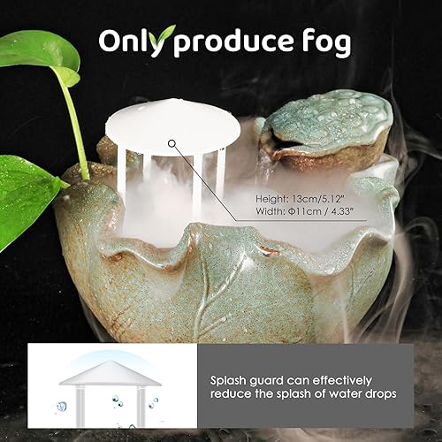 Vista 3 de Mxmoonant 11.8 fl oz/H ultrasónico niebla fabricante nebulizador metal atomizador con protector de salpicaduras extraíble para fuente de agua