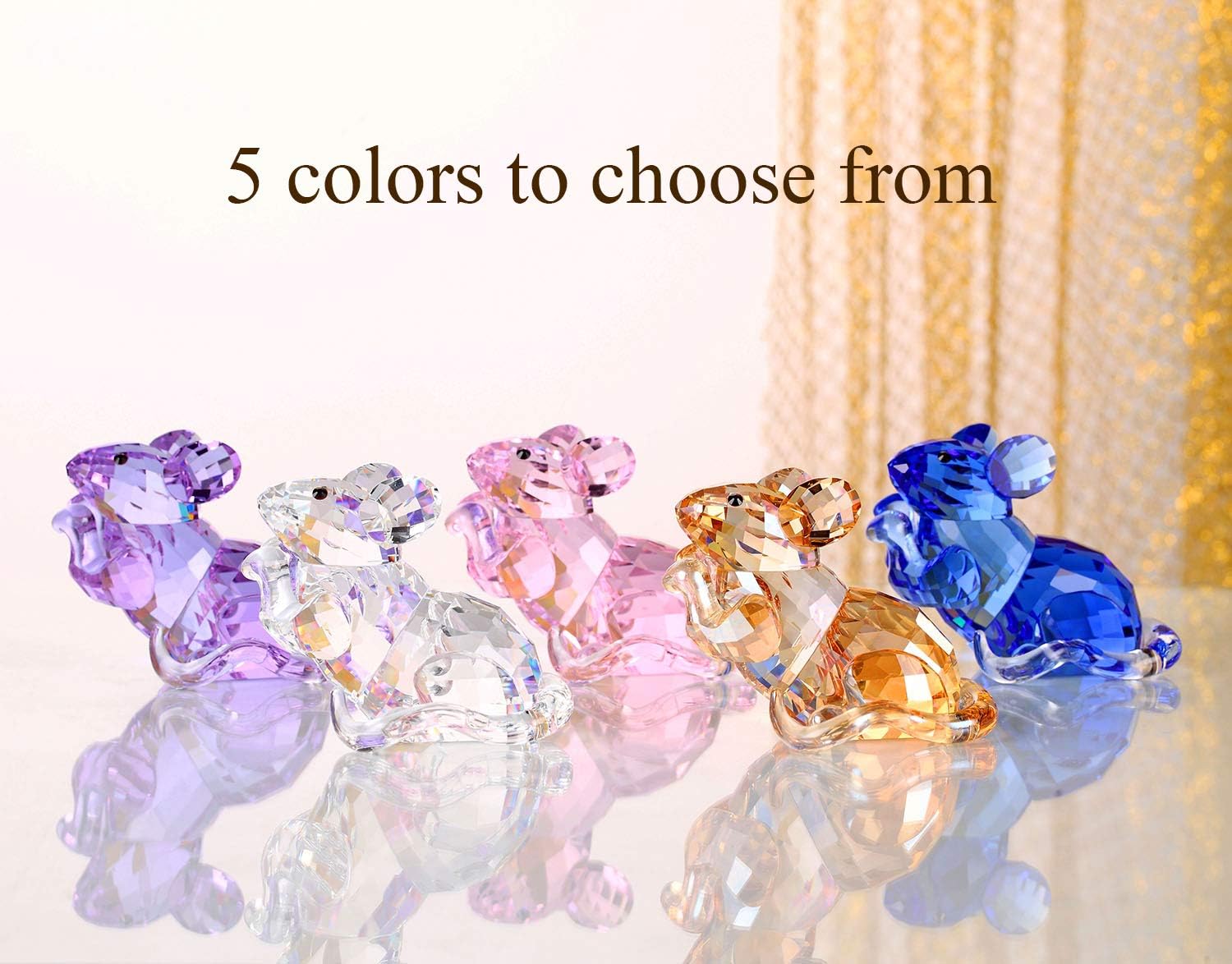 Crystal Mouse Cute Animal Home Decoration Lovely Figurines Collectible Birthday Gifts (White) : Home & Kitchen