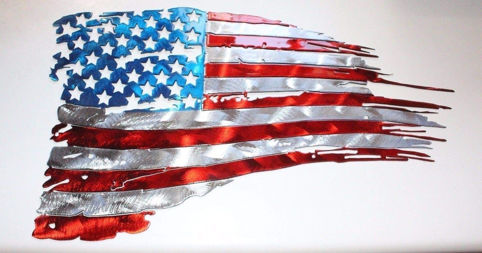 Patriotic Tattered & Torn American Flag Metal Wall Art