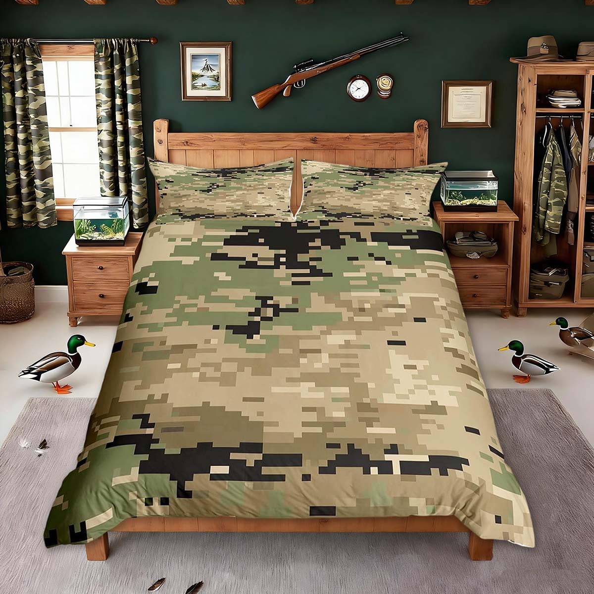 Parure de lit camouflage militaire pour chambre d'enfant style aventurier