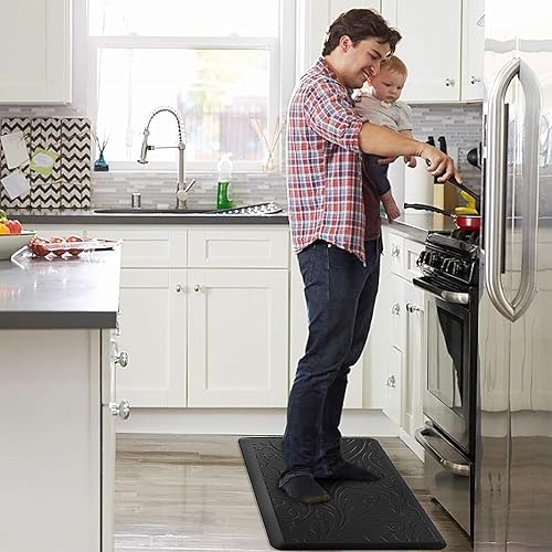 Miniatura 90 de KMAT Tapete de cocina acolchado antifatiga, impermeable, antideslizante, tapete ergonómico y cómodo para el hogar, oficina, fregadero, lavandería