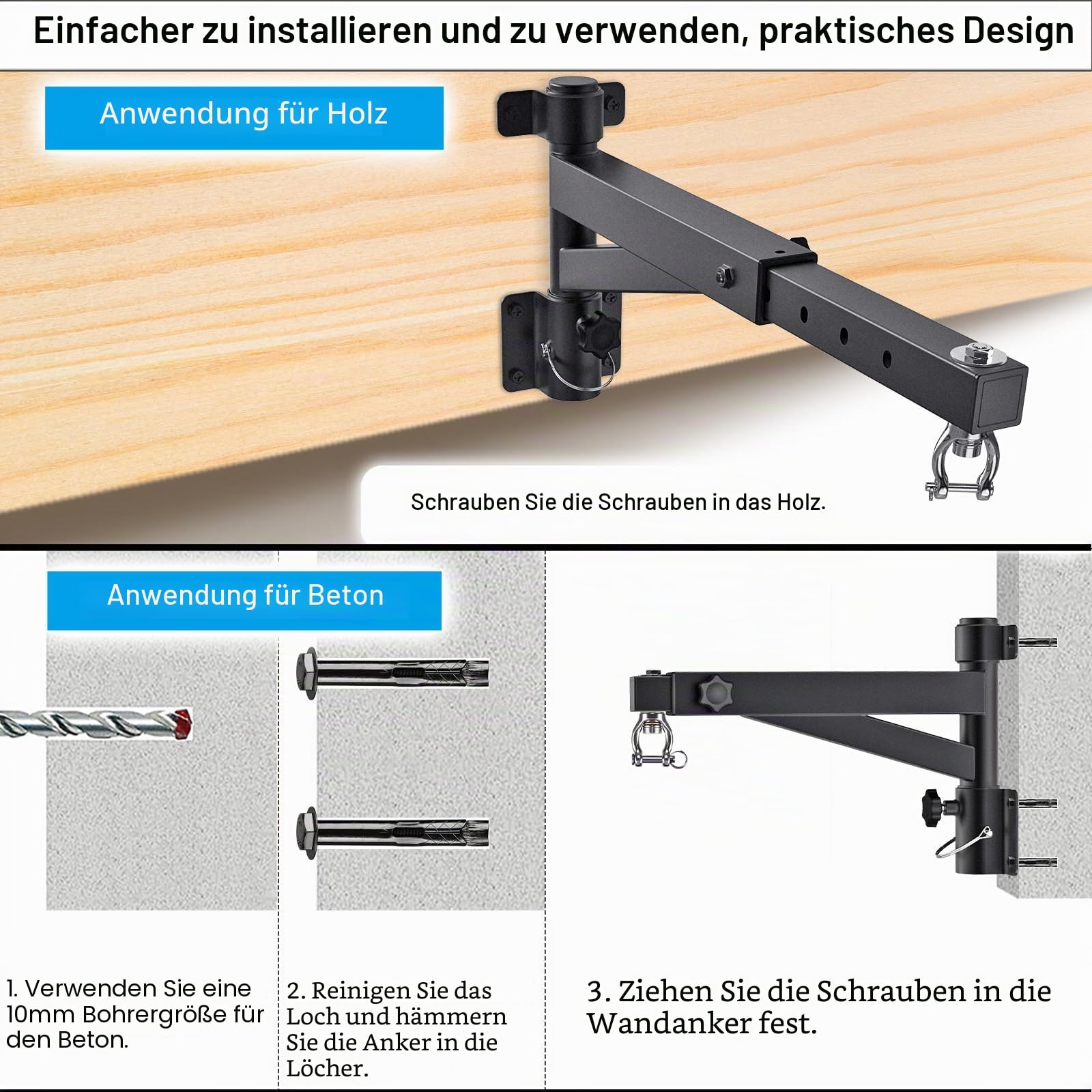 Kipika Heavy Bag Wandhalterung – Drehbare Hochleistungs-Boxsackhalterung für den Einsatz im Heim-Fitnessstudio im Innenbereich, einstellbare Länge für Kickboxen, Muay Thai und Speed ​​Bags