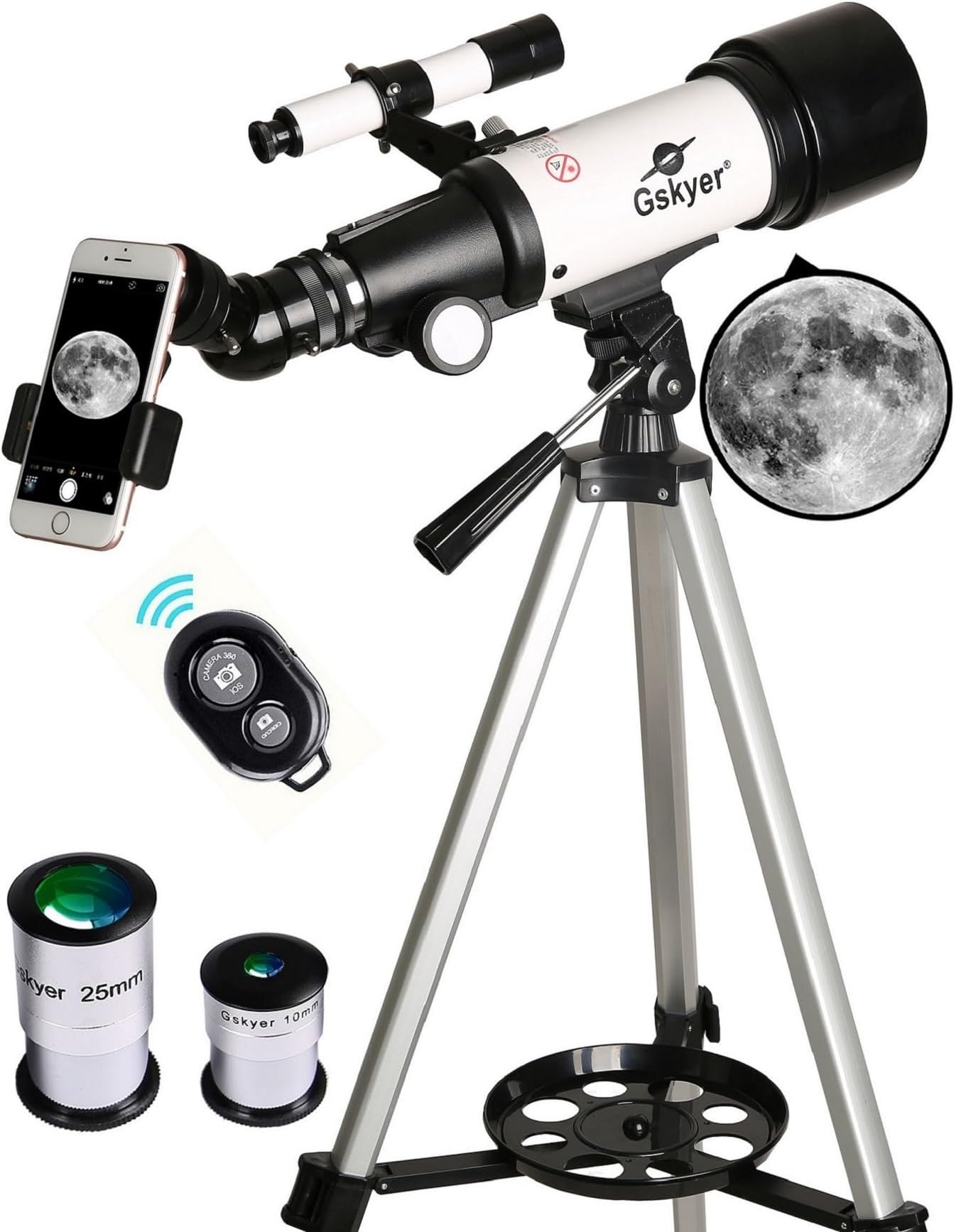 Gskyer Telescope, 70mm Aperture 400mm AZ Mount Astronomical Refracting Telescope for Kids Beginners - Travel Telescope with Carry Bag, Phone Adapter and Wireless Remote