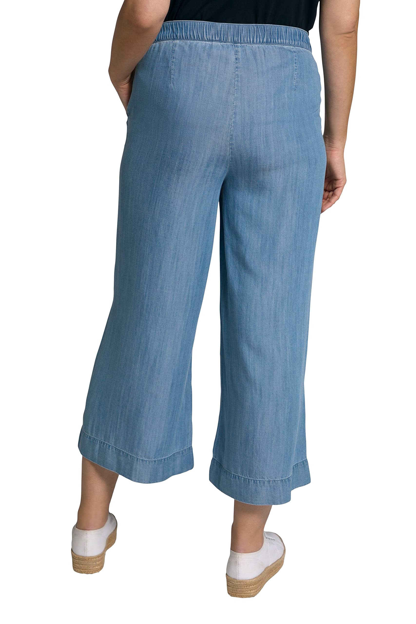 Ulla Popken Culotte Lyocell Aspect Jean, Taille Confortable, Forme Marlene - Pantalon décontracté - Occident - Femme