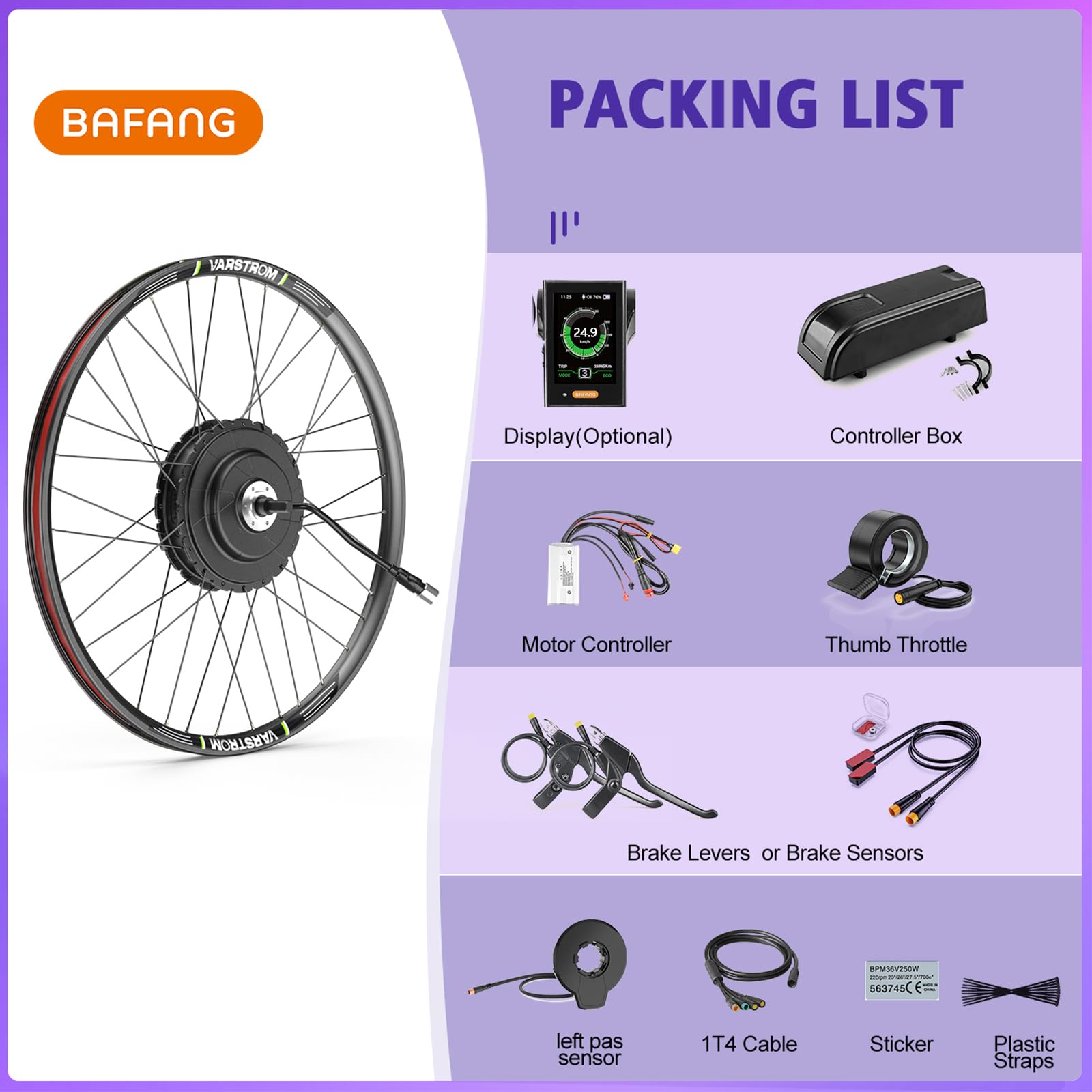 BAFANG 48V Kit Conversione Bici Elettrica G020 G0900 Posteriore 26 27,5 29 | Kit Conversione E-Bike 28 Motore con Batteria e Display Opzionali - Motore Brushless per Bici City MTB con Dropout 135-142mm