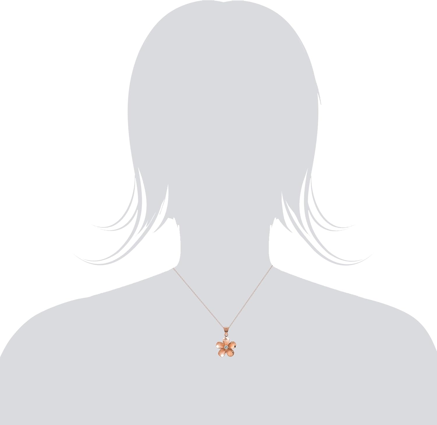 Honolulu Jewelry Company 14K Rose Gold Plated Sterling Silver CZ Plumeria Flower Nature Necklace Pendant with 18" Box Chain