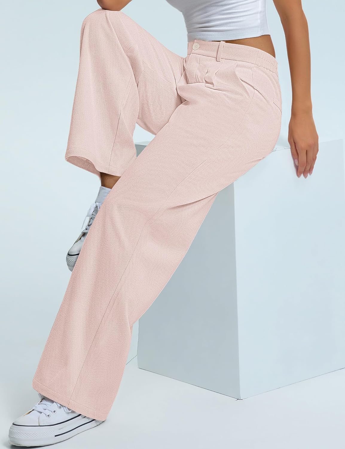 Kistore Womens Pants Wide Leg Thick Warm Pleated Work Slacks Fall Winter Business Casual Trousers for Women with Pocket - Image 4