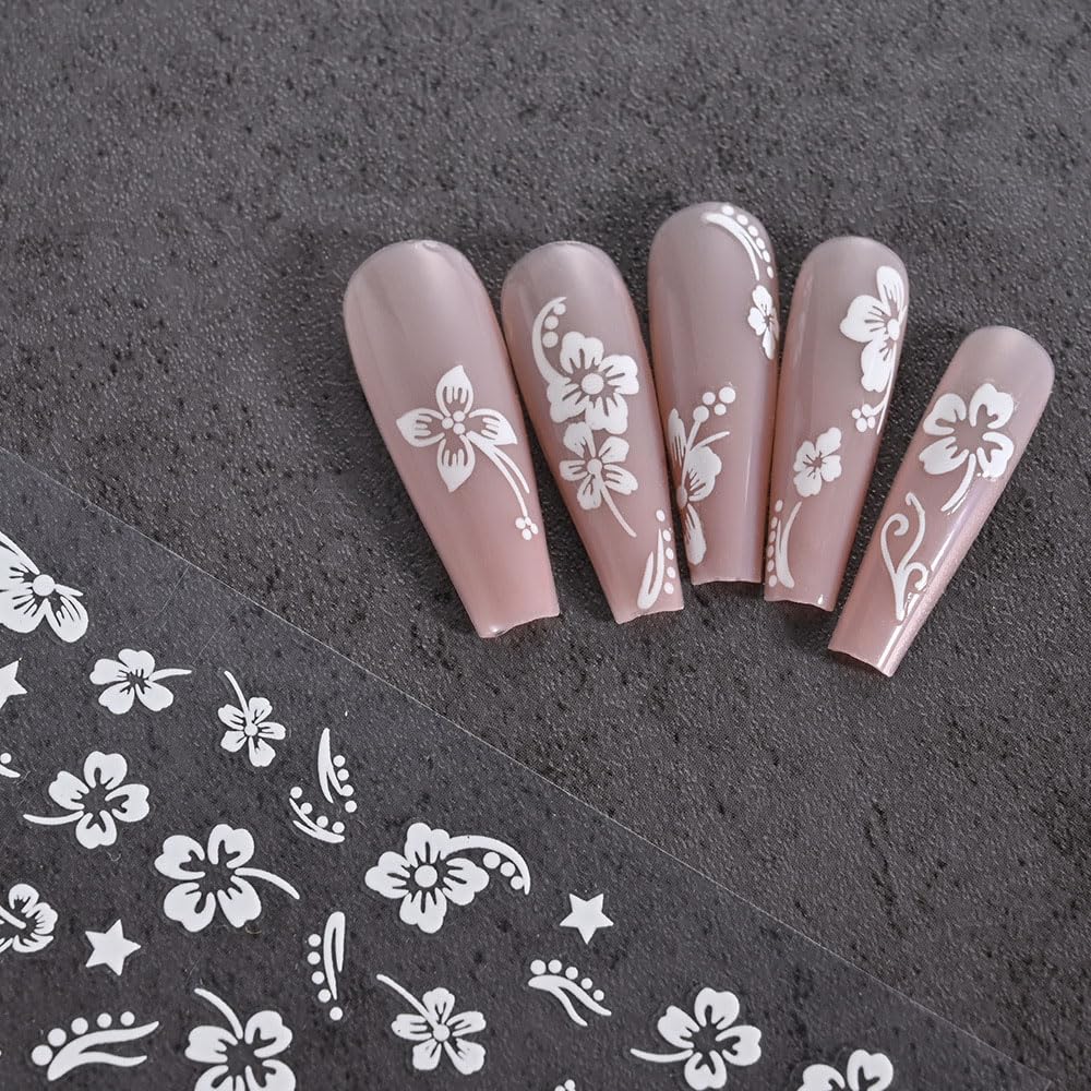 8 Blätter 3D Nagelsticker Mit Blumen-Muster – Selbstklebend Für DIY Nail Art