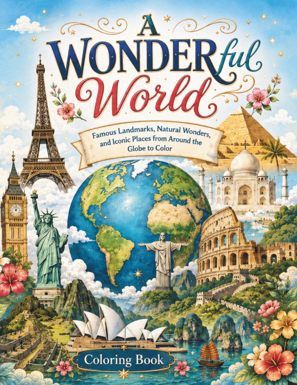 A WONDERful World: Famous Landmarks, Natural Wonders, and Iconic Places from Around the Globe to Color