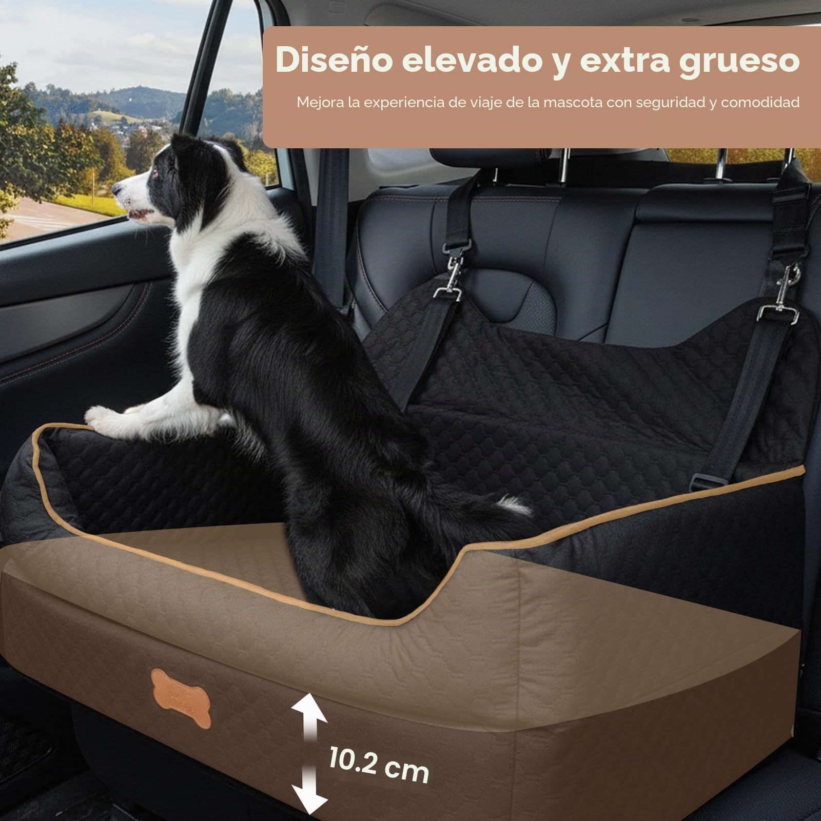 Protector de Asiento de Coche para Mascota, Pecute Asiento de Coche para Perro, Extra Estable Refuerzo de Coche para Perros Grande Mediano Pequeño(70x60x30cm)