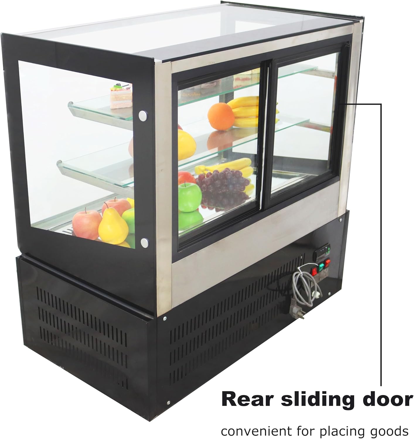 Rear sliding door for product access
