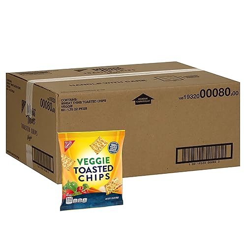 Nabisco Veggie Chips de trigo integral de grano entero, galletas de trigo integral, paquetes de bocadillos de 60 a 1.75 onzas