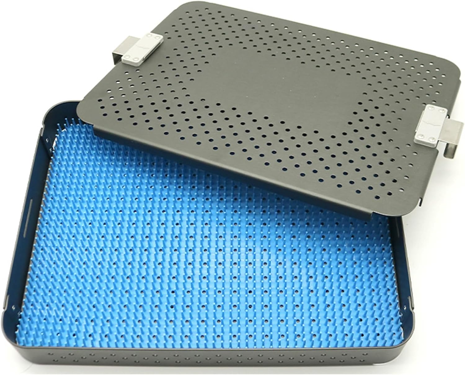 医療用トレイ、歯科用トレイ、外科用トレイ、医療用アルミニウム合金手術器具滅菌ボックス、機器を保護するシリコンパッド付き、高温および高