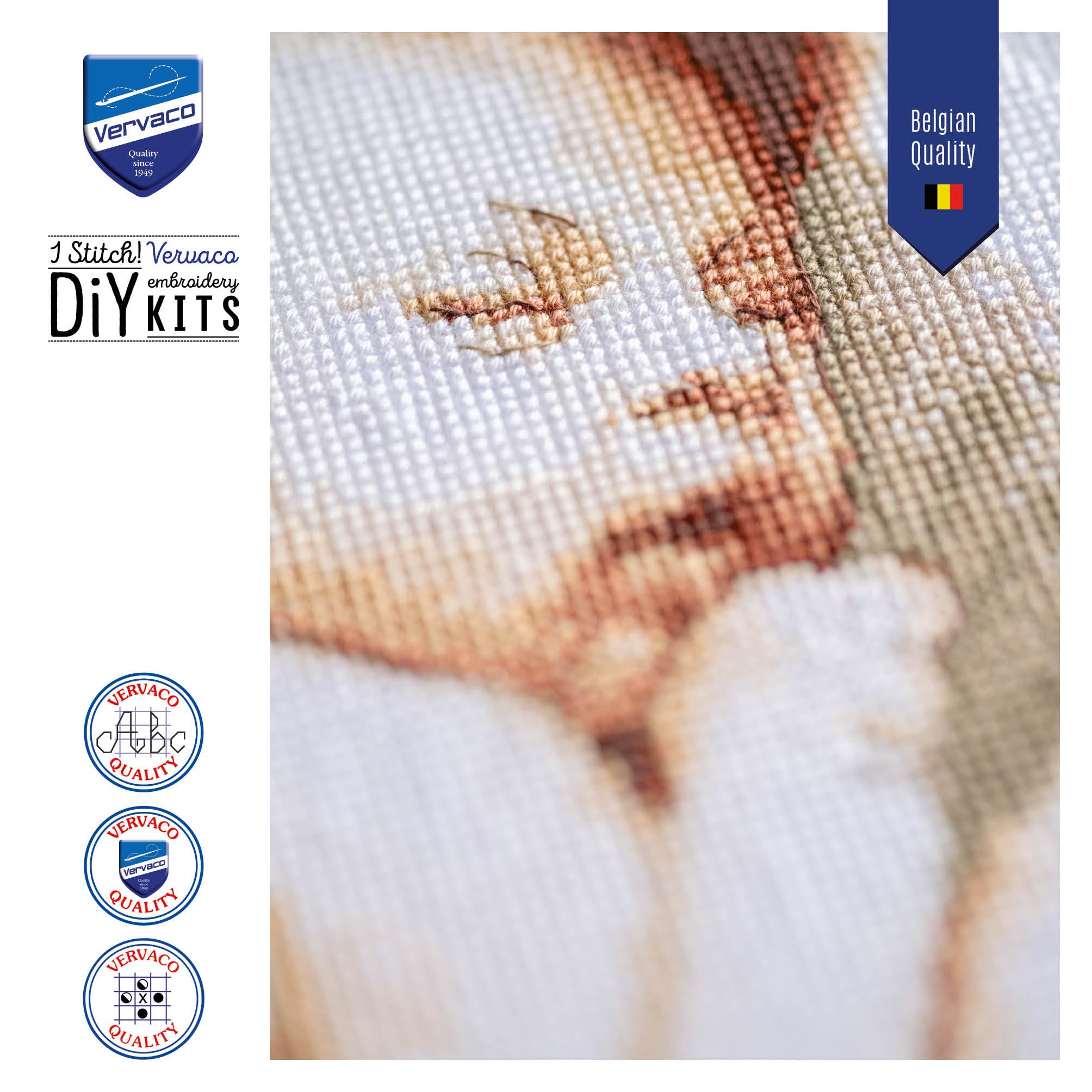 Vervaco Point De Croix Compté Kit DIY Cadeau Bebe Naissance Personnalisé POMPIERS Tableau Complet Kit De Broderie Loisir Créatif Maison Décoration Ca. 29 X 24 Cm Cross Stitch