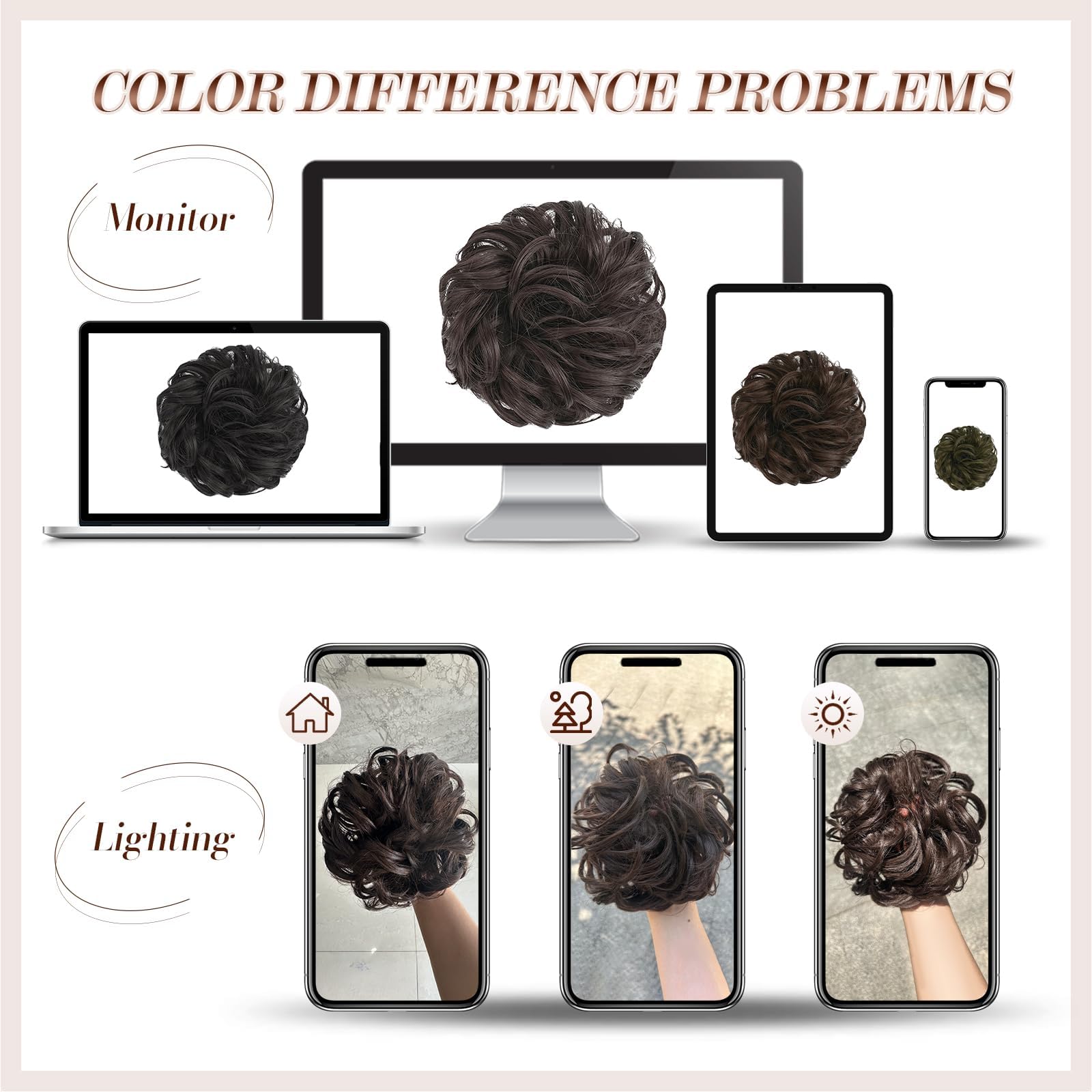 FESHFEN Hair Bun Extensions Messy Curly Hair Scrunchies Hairpieces Synthetic Donut Updo Hair Pieces for Women Girls