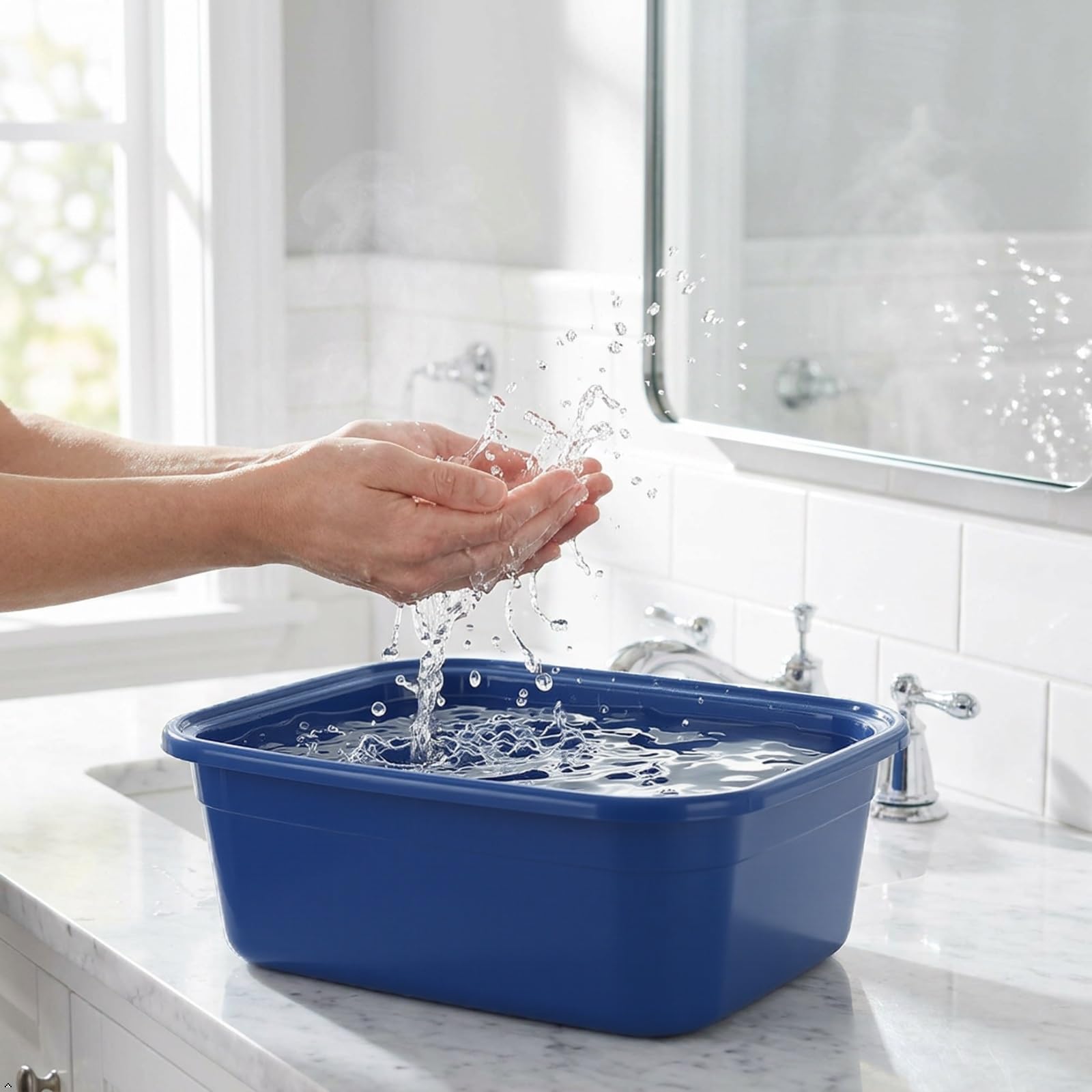 Morcte 4 Stück Waschschüssel Plastik, Spülschüssel Rechteckig, Blau Küche, Haushalt & Wohnen