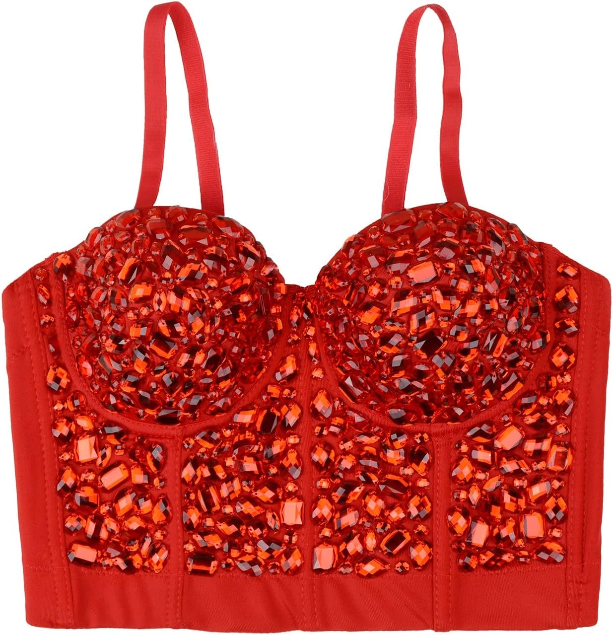 ELLACCI Women's Sexy Rhinestone Punk Bustier Crop Top Push Up Corset Bra Black - Image 8