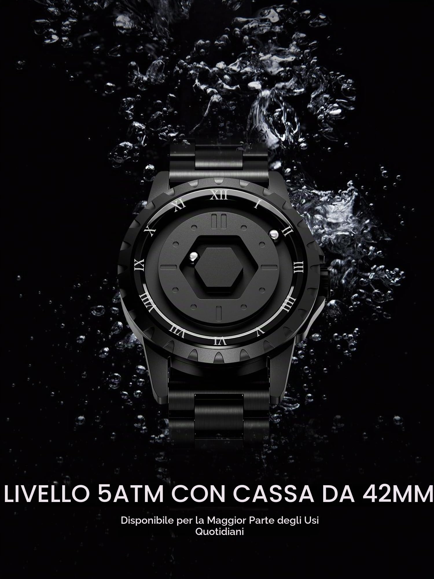 EUTOUR Orologio Magnetico da Uomo Cuscinetto a Sfera Moda Semplice Nessun Vetro Quarzo Orologi da Polso da Uomo 42mm