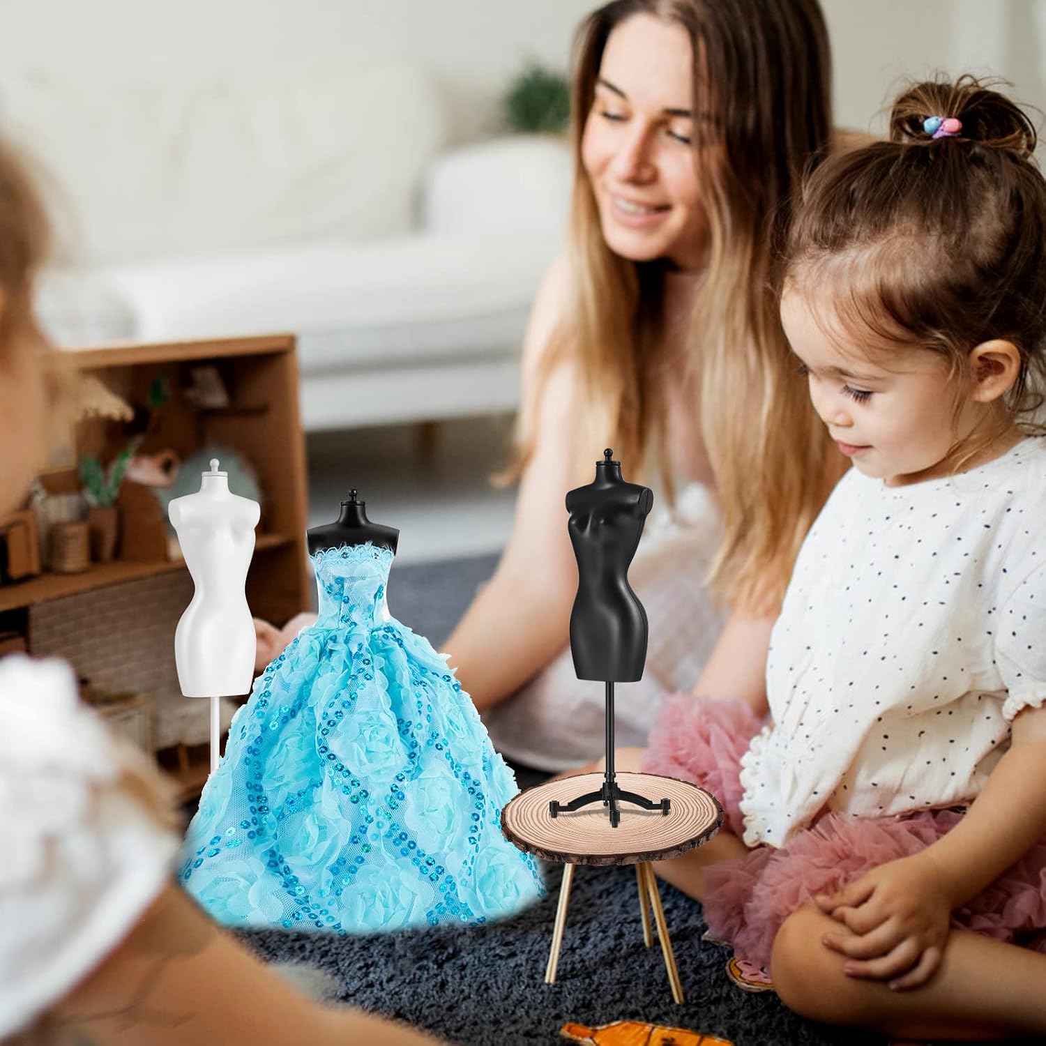 6pcs Dress Form Mannequin: 8.7in Mini Doll Gown Stand Display Support for Doll Dress Clothing Dollhouse Decoration