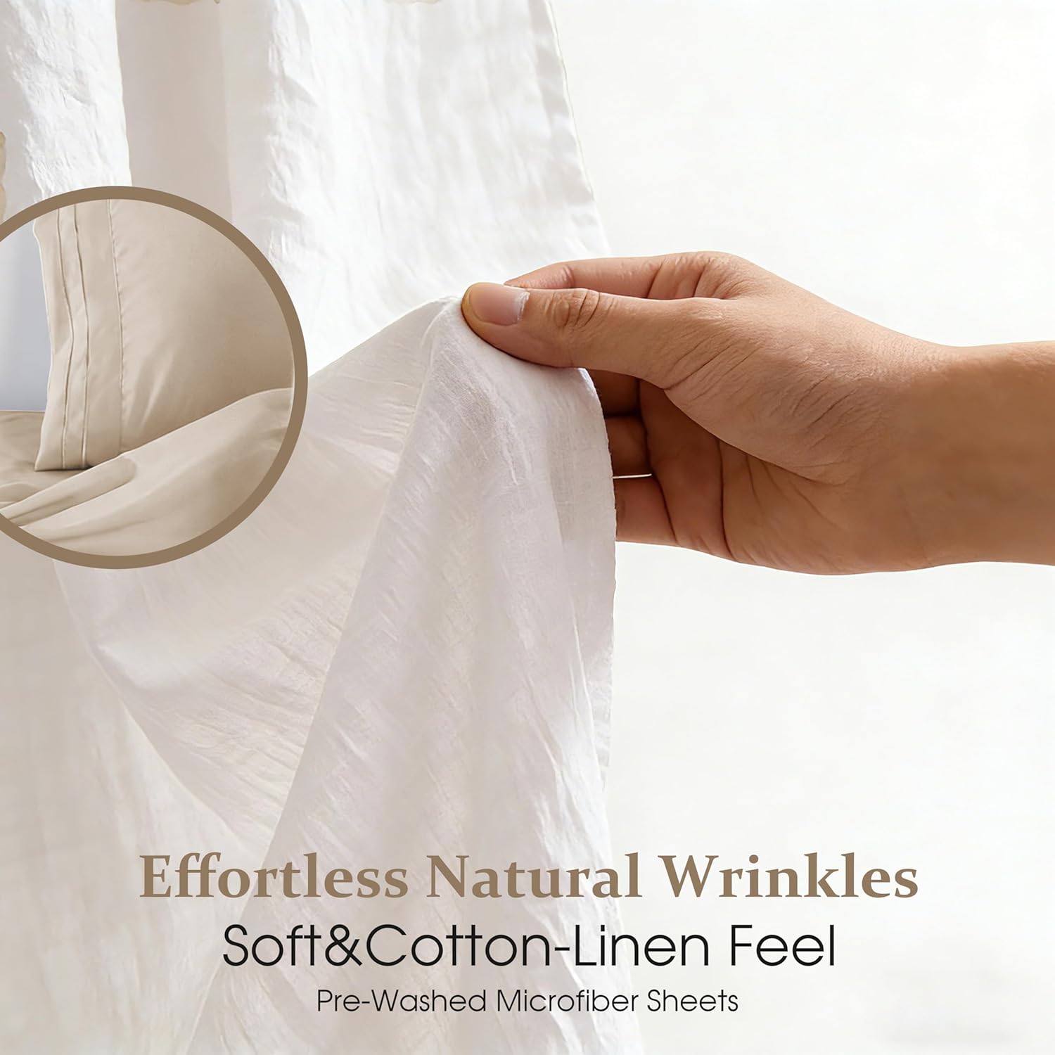 ROSE&RISY Khaki King Size Sheet Set, Pre-Washed Microfiber Cotton-Like 4 Pcs Ultra Soft Bedding Set King, Breathable Cooling Skin-Friendly All Seasons, 1 Fitted, 1 Flat, 2 Pillowcases (Khaki, King)