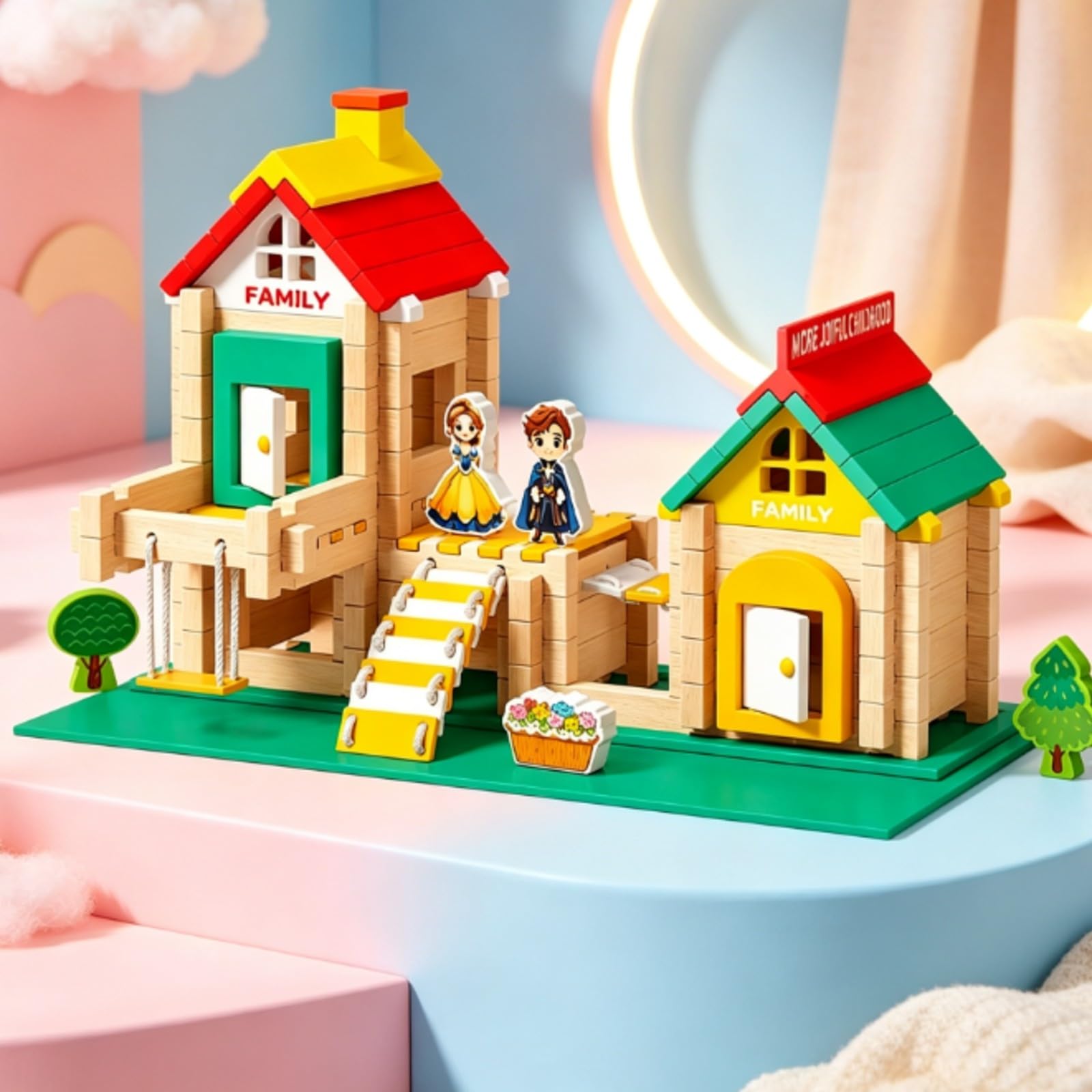 predolo Jeu Cotruction DIY en Bois Créatif | Développe la Peée Spatiale, Jeu Cotruction Éléments Architecturaux Colorés, Bords Arrondis, pr, Crèche