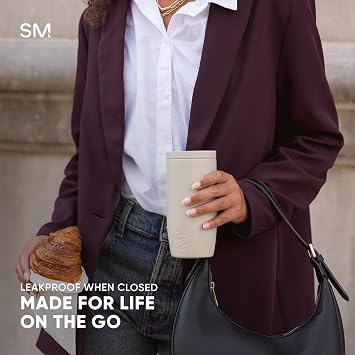 Simple Modern Seyahat Kahve Kupası Bardak 360° Kapaklı | Seramik Kaplı Yalıtımlı Paslanmaz Çelik Soğuk Demleme Buzlu Kahve Fincanı | Kadın Erkek Her Kendisine Hediyeler | Voyager İmzası | 463 ml |