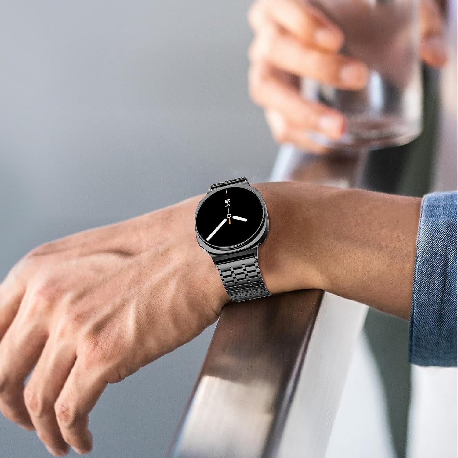 LETOID Magnetic Metal Band Designed for Samsung Galaxy Watch 8 40mm/44mm, Watch 8 Classic 46mm, Men Stainless Steel Adjustable Replacement Strap Solid Magnet Clasp Wristbands