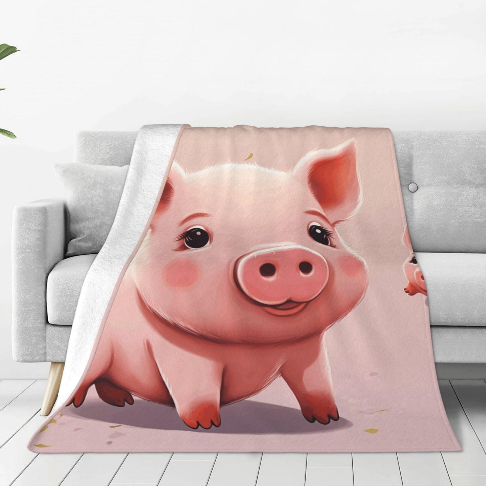 Couverture flanelle réversible cochon pour ne plus avoir froid au lit
