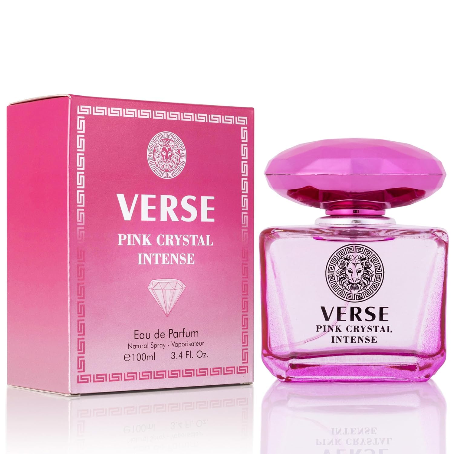 Verse Pink Crystal Intense for Women 3.4 fl Oz - Scents of Raspberry, Peony, Magnolia & Lotus Flowers - Base Notes of Amber, Vibrant Musk & Deep Mahogany Wood (2 Pack)