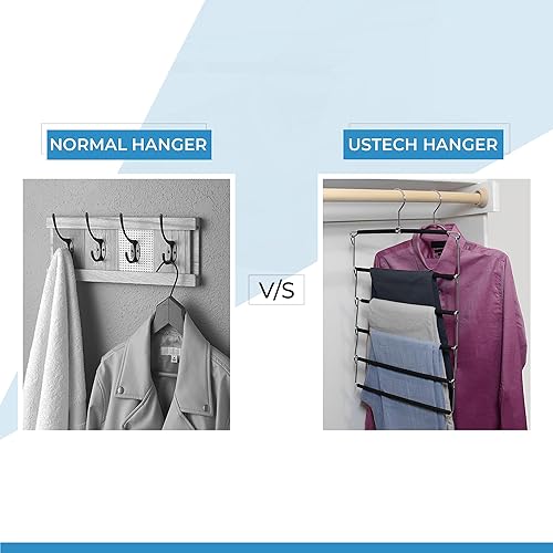 Miniatura 5 de Percha para pantalones con brazo oscilante de varios niveles  Perchas de ropa que ahorran espacio con acolchado de espuma y brazos extraíbles