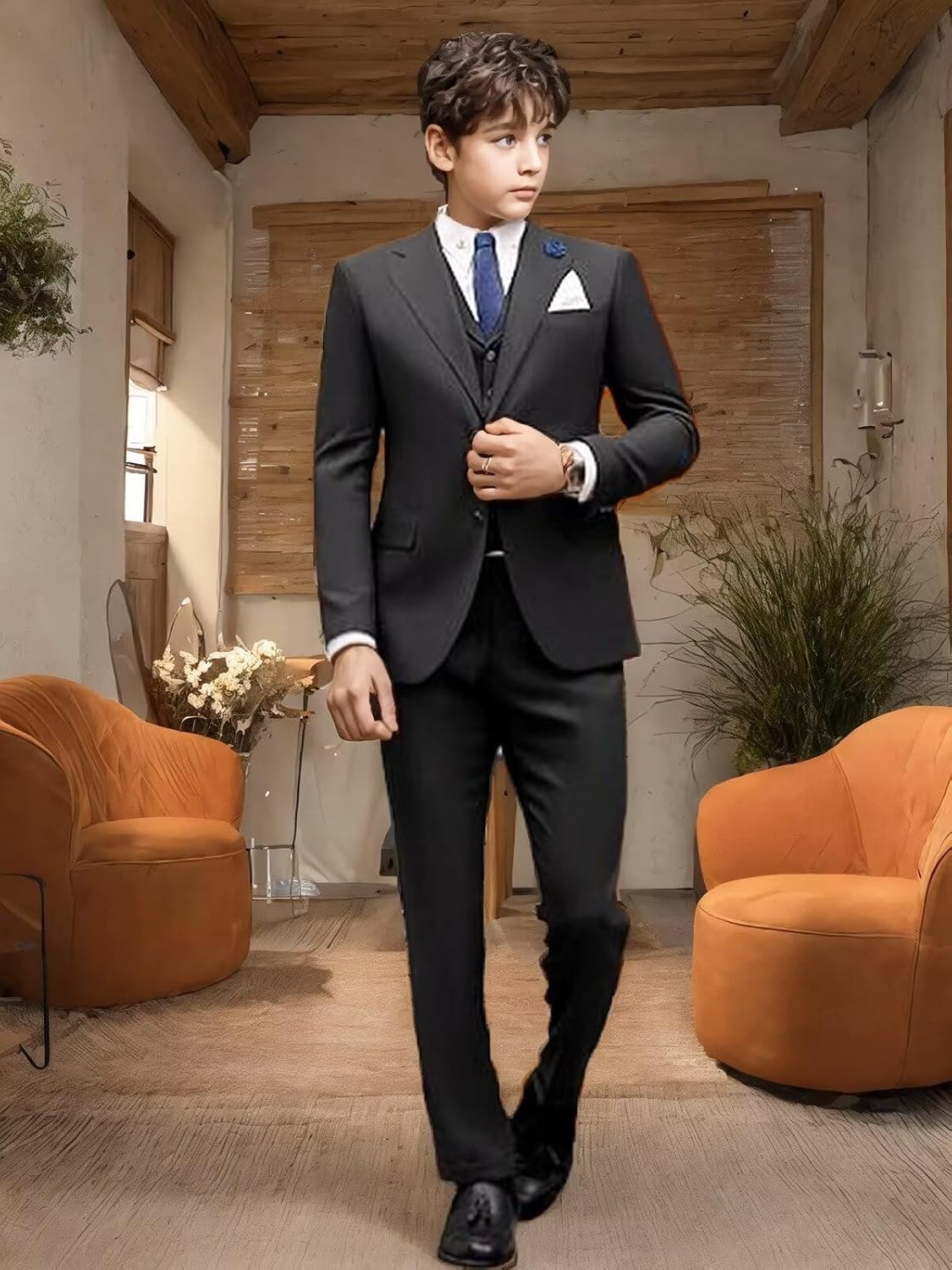 Boys Suit Slim Fit 3 Pieces Formal Suit Kid Tuxedo Dress Notch Lapel Blazer Vest Pants Wedding Party Prom for Boys