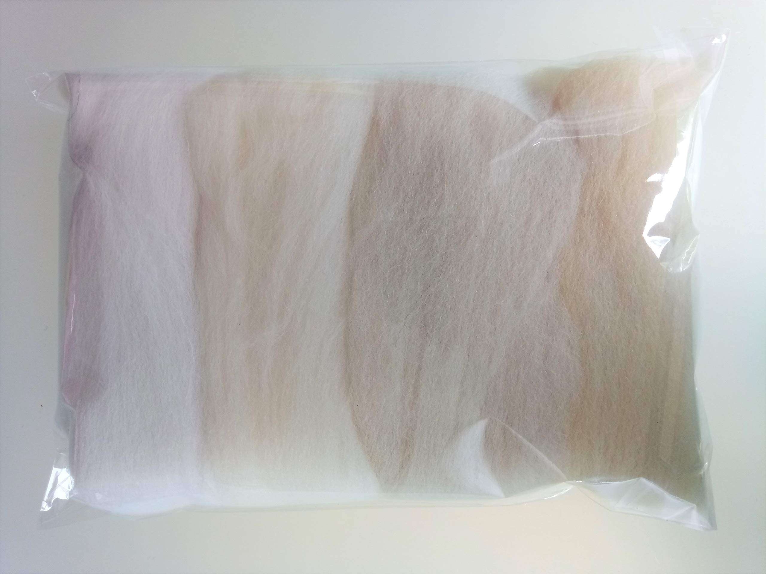 Four Colours Merino Wool Sets – 80 g Packs for Needle & Wet Felting, Spinning, Wool Roving, Miniatures & Fibre Crafts (White)