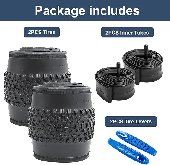 YUNSCM 26 Mountain Bike Tires 26x1.95/50-559 30/60TPI Replacement Bicycle Tires Compatible with MTB, Off Road, Gravel, Trail 26 x 1.95 26x2.0 Foldable Bike Bicycle Tires-2 PCS
