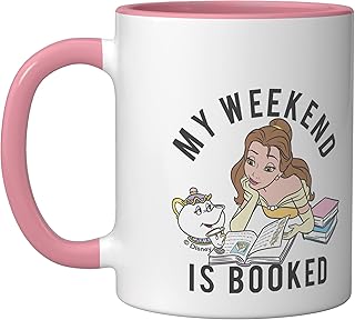 Disney Beauty And The Beast Belle My Weekend Is Booked Ceramic Mug, Pink/White