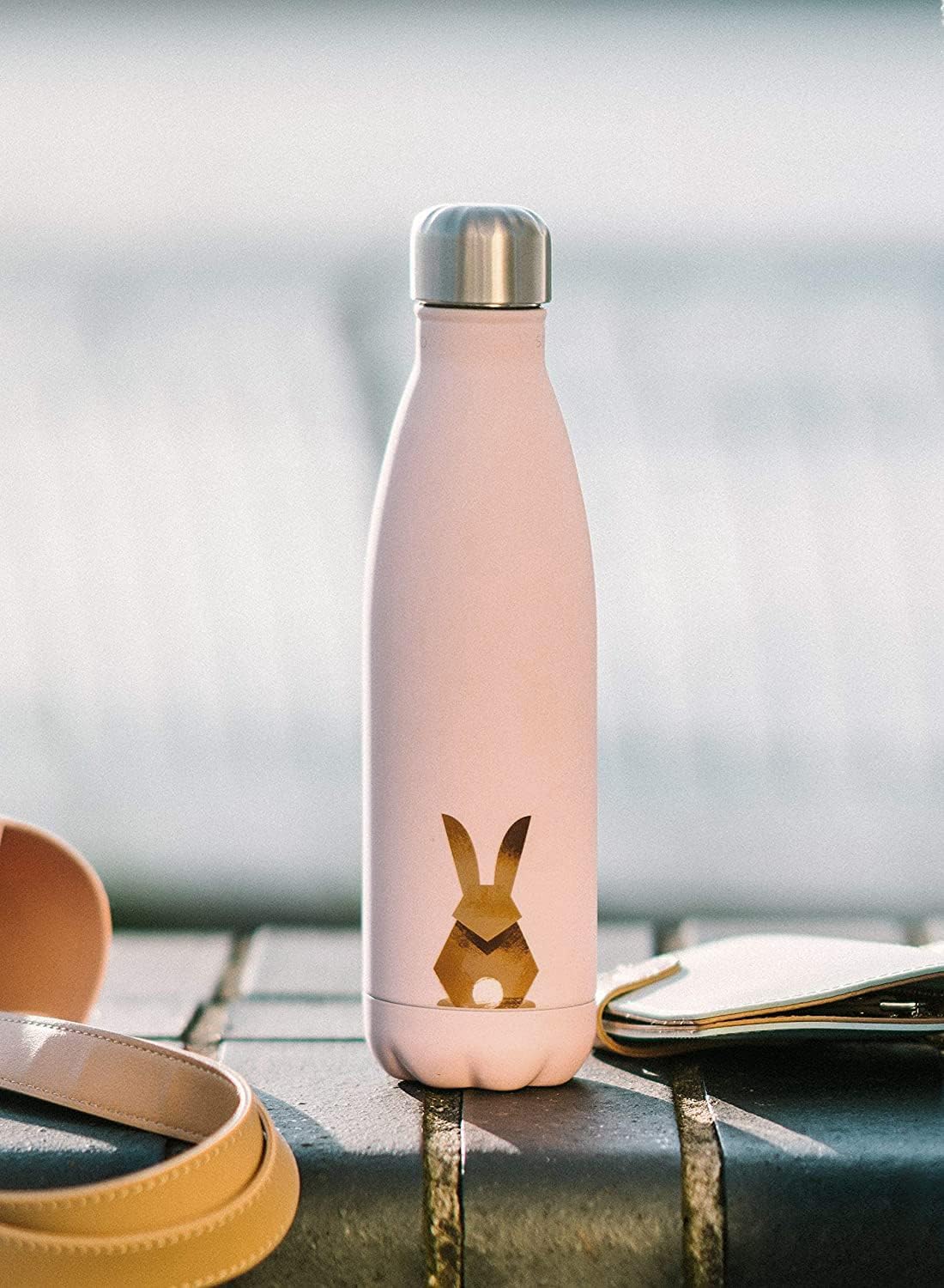 | Water Bottle with Cute Bunny Design | Stainless Steel | Double Wall Insulated | Pink | 17oz - Image 3