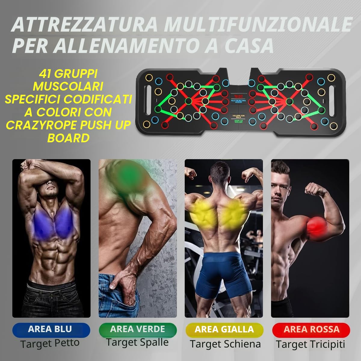 Tavola pieghevole 41 in 1 con contatore, ampia tavola per flessioni con manico per allenamento muscolare e allenamento della forza, 41 posizioni combinate