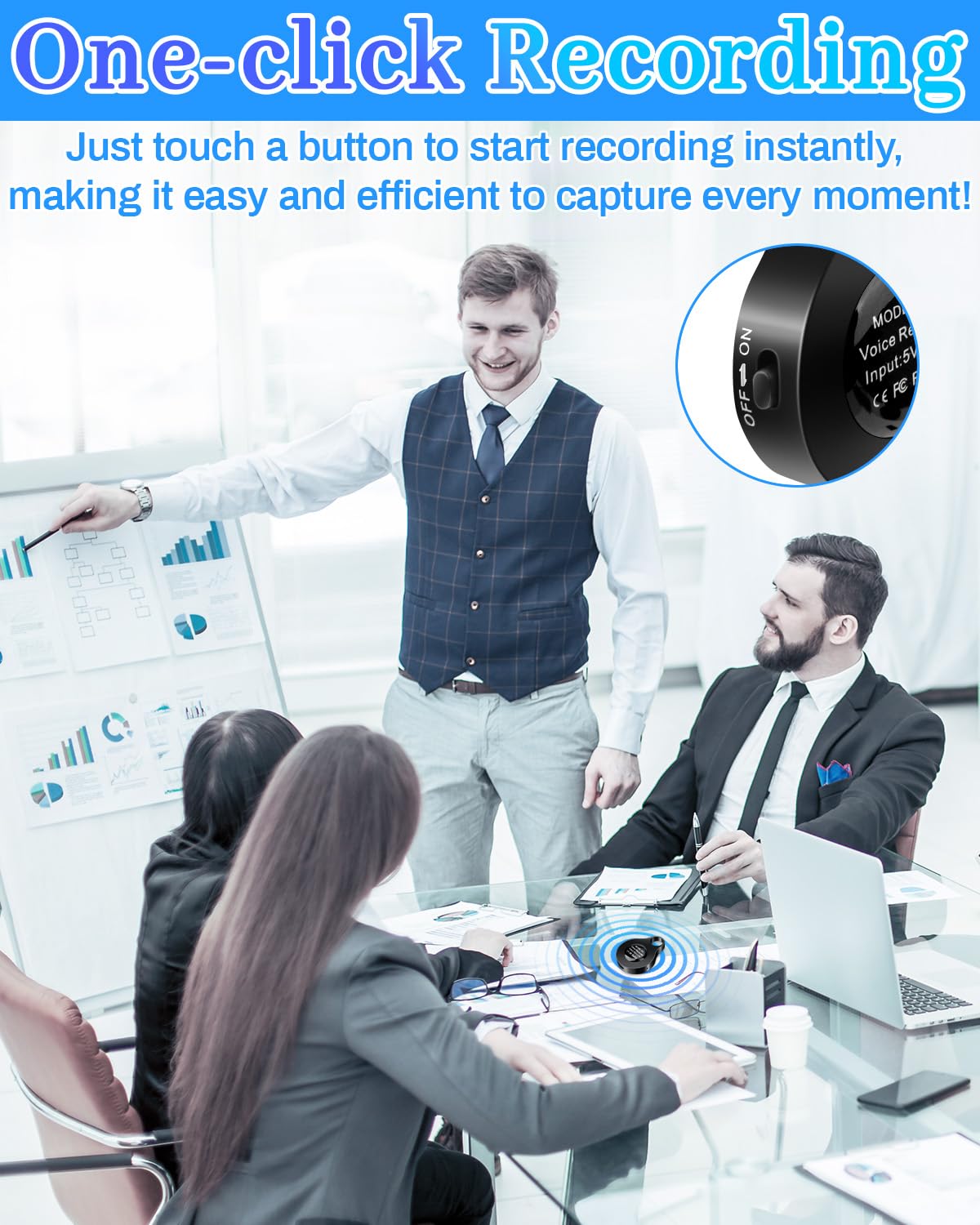 32GB Diktiergerät Mini, Voice Recorder Mini mit Schlüsselanhänger, 1536kpbs Aufnahmegerät mit Rauschunterdrückung, 500 Stunden Kapazität & 20h Laufzeit, Ideal für Meetings, Interviews & Vorträge