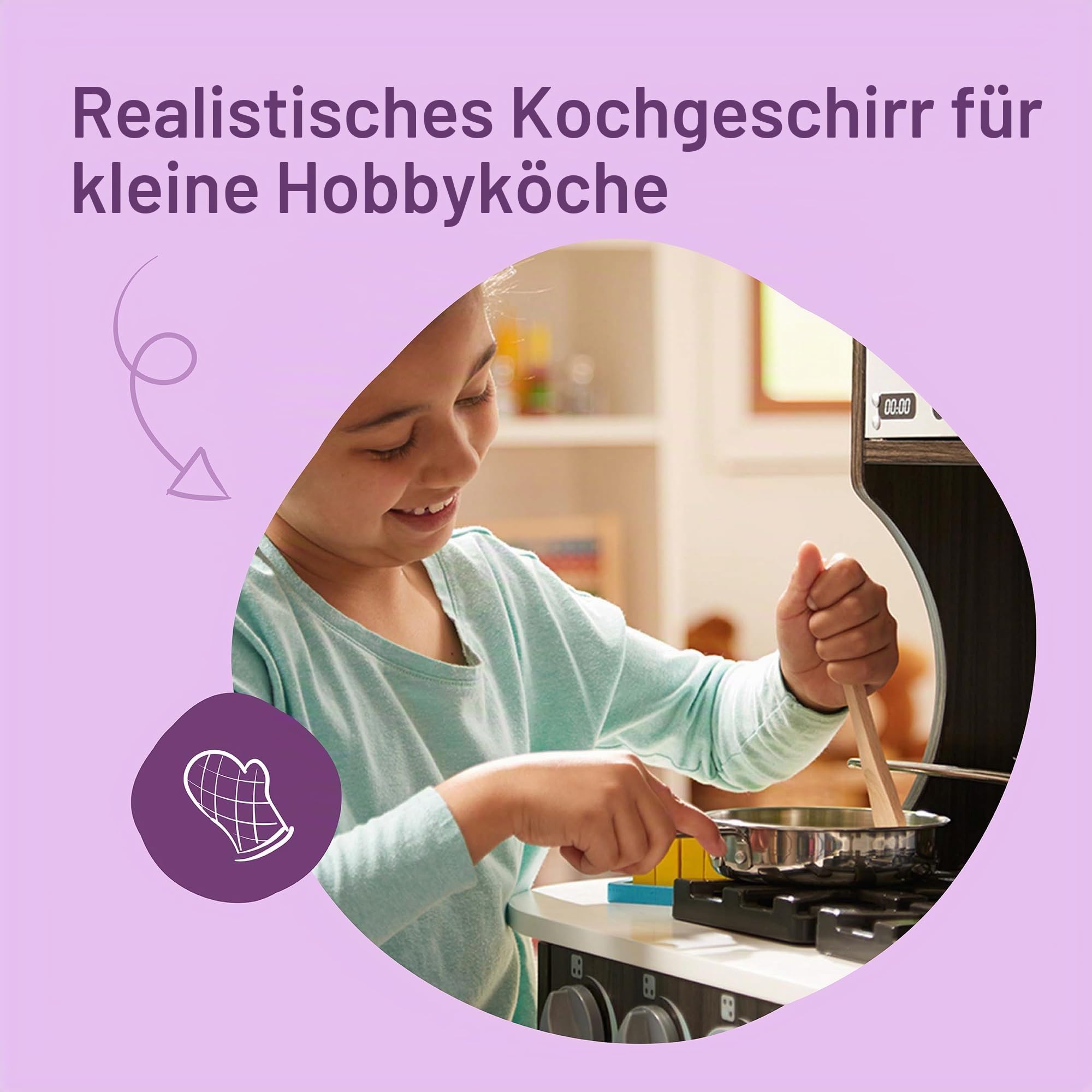 Melissa & Doug - Kinderküchen-Topfset aus Edelstahl, 8-teilig, Mit Töpfen, Pfanne und Küchenhelfern, Für Kinder ab 3 Jahren