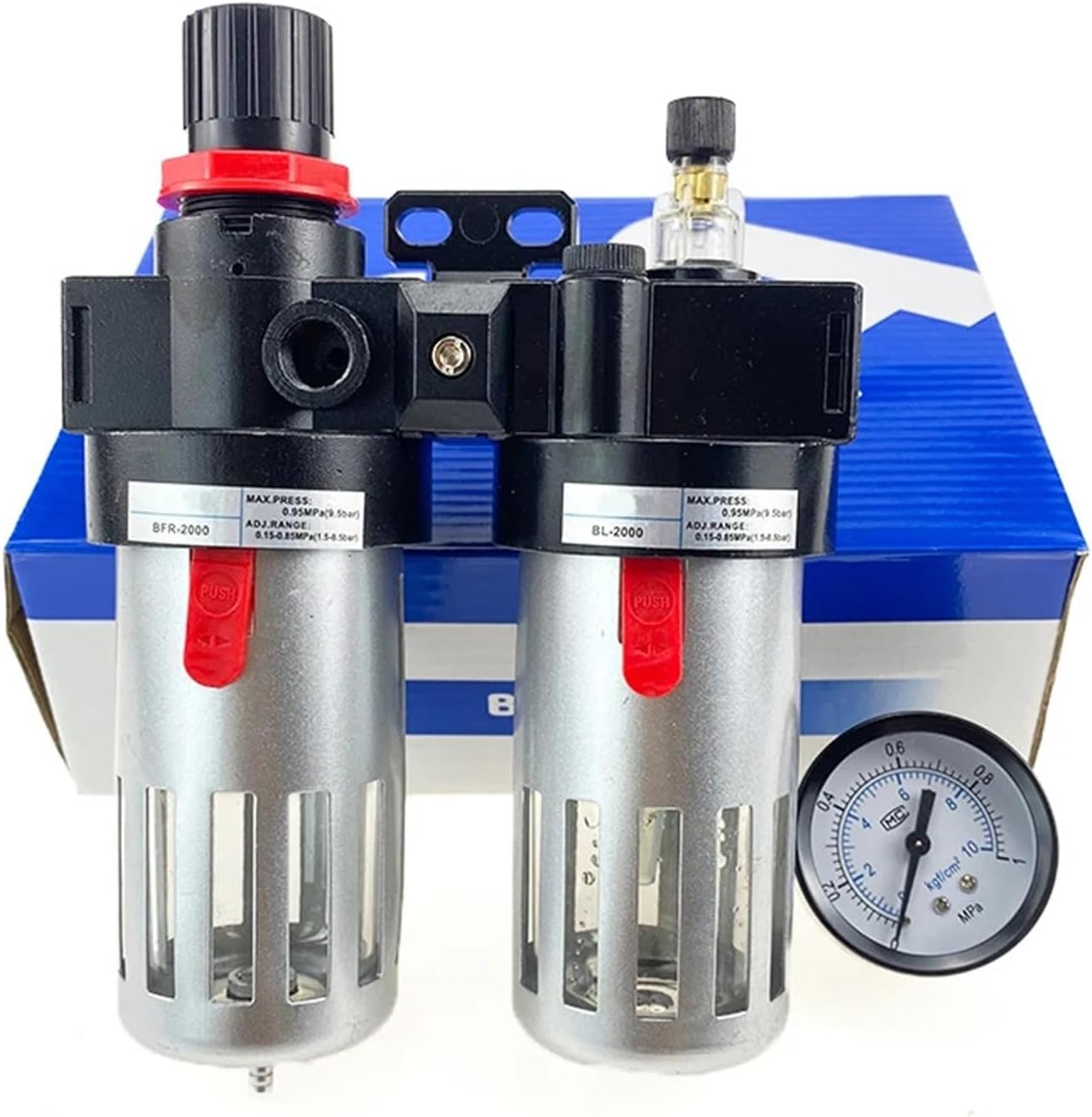 Metal Cover BFC2000 3000 4000 1/4 3/8 1/2 Air Compressor Oil Water Separator Filter Regulator Unit FRL Combination(BFC2000)