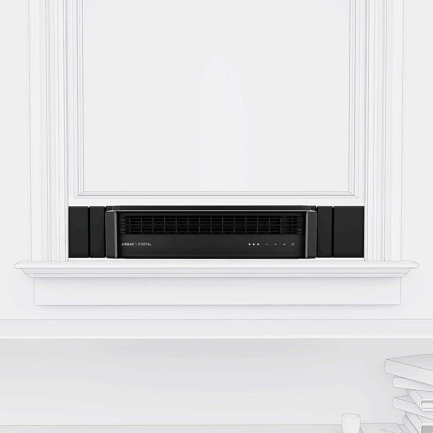 Sharper Image PORTAL Window Fan with 3 Speeds, Reversible Exhaust Mode, Weather Resistant, Window Fan For Kitchen, Bedroom, Home, Low Profile, Black