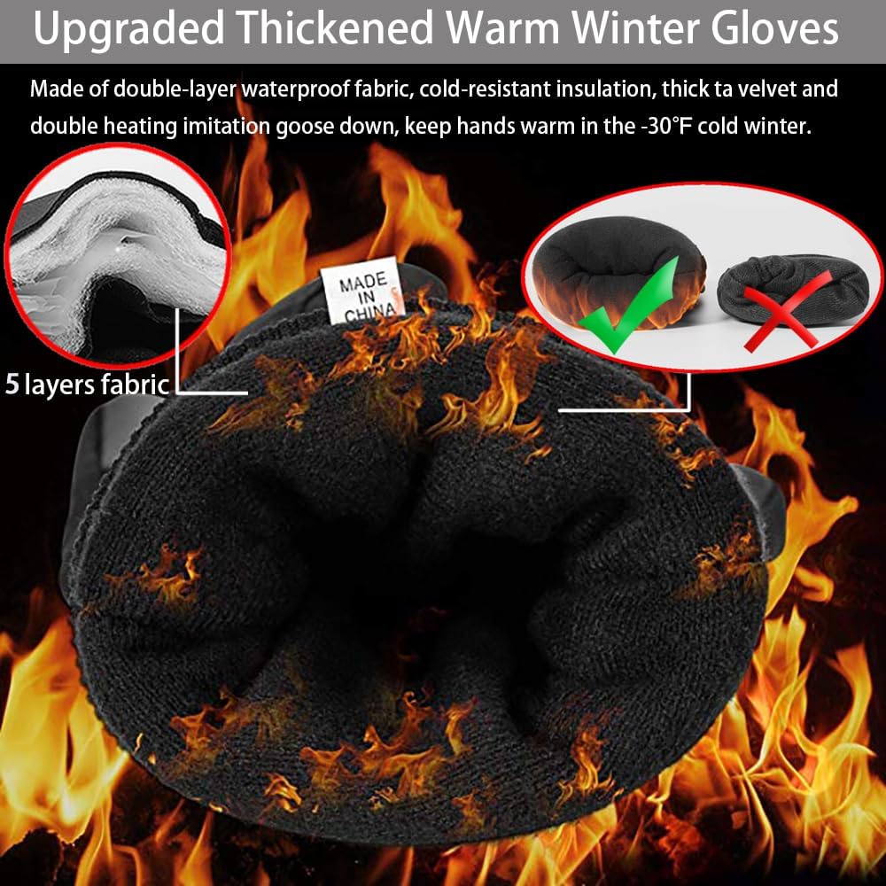 Y&R Direct Mens Winter Gloves -30℉Windproof Waterproof Touch Screen Gloves for Outdoor Work - Image 5