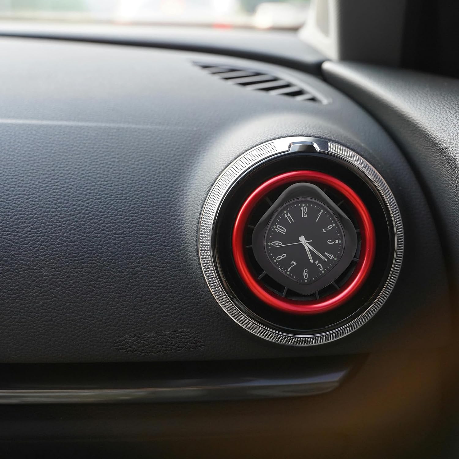Homoyoyo Car Dashboard Quartz Clock with Large Display, Compact Black Metal