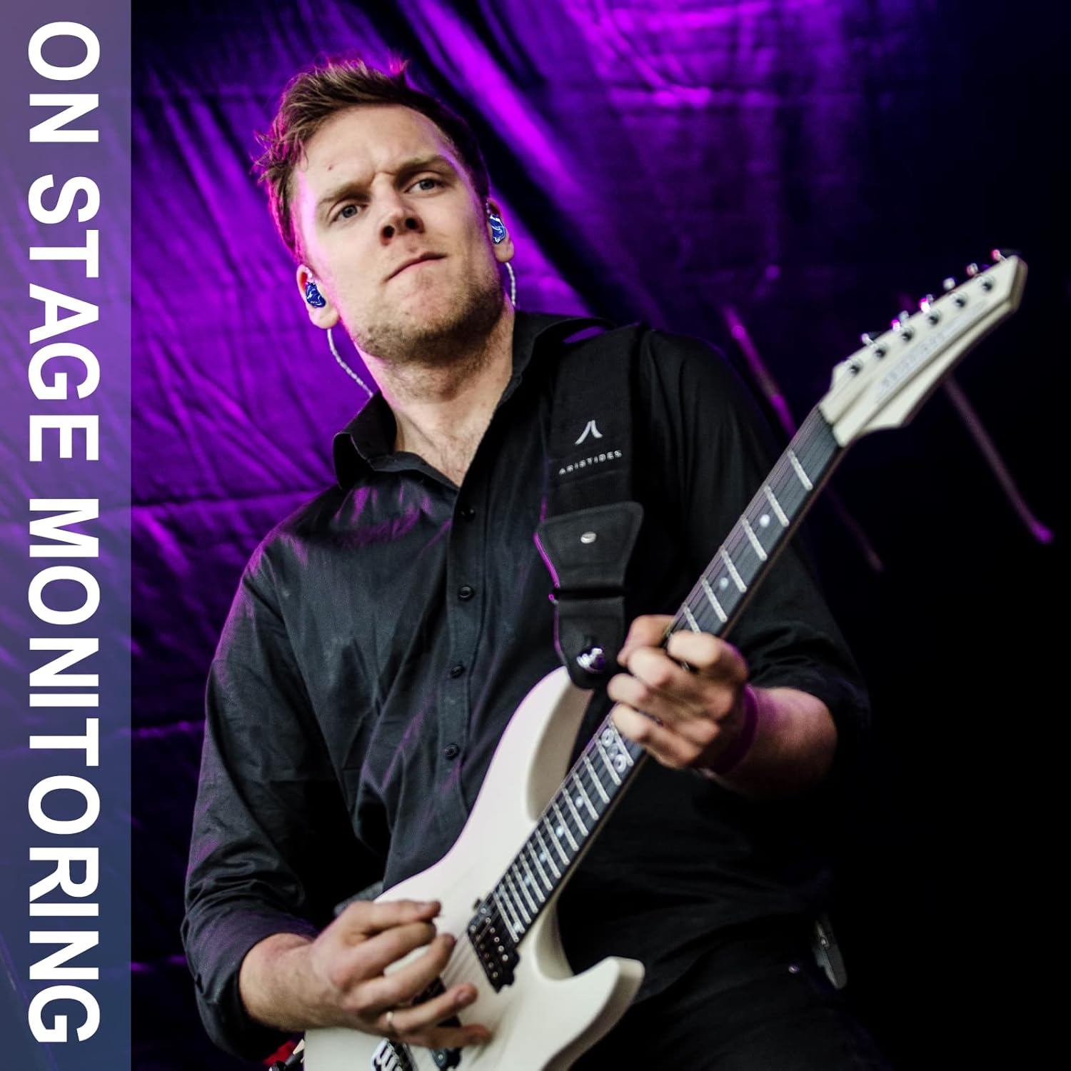 BASN MMCX in Ear Monitor Headphones for Musicians, Professional Triple Driver Earphones with IEM Case and Memory Foam Tips (Ice Blue)