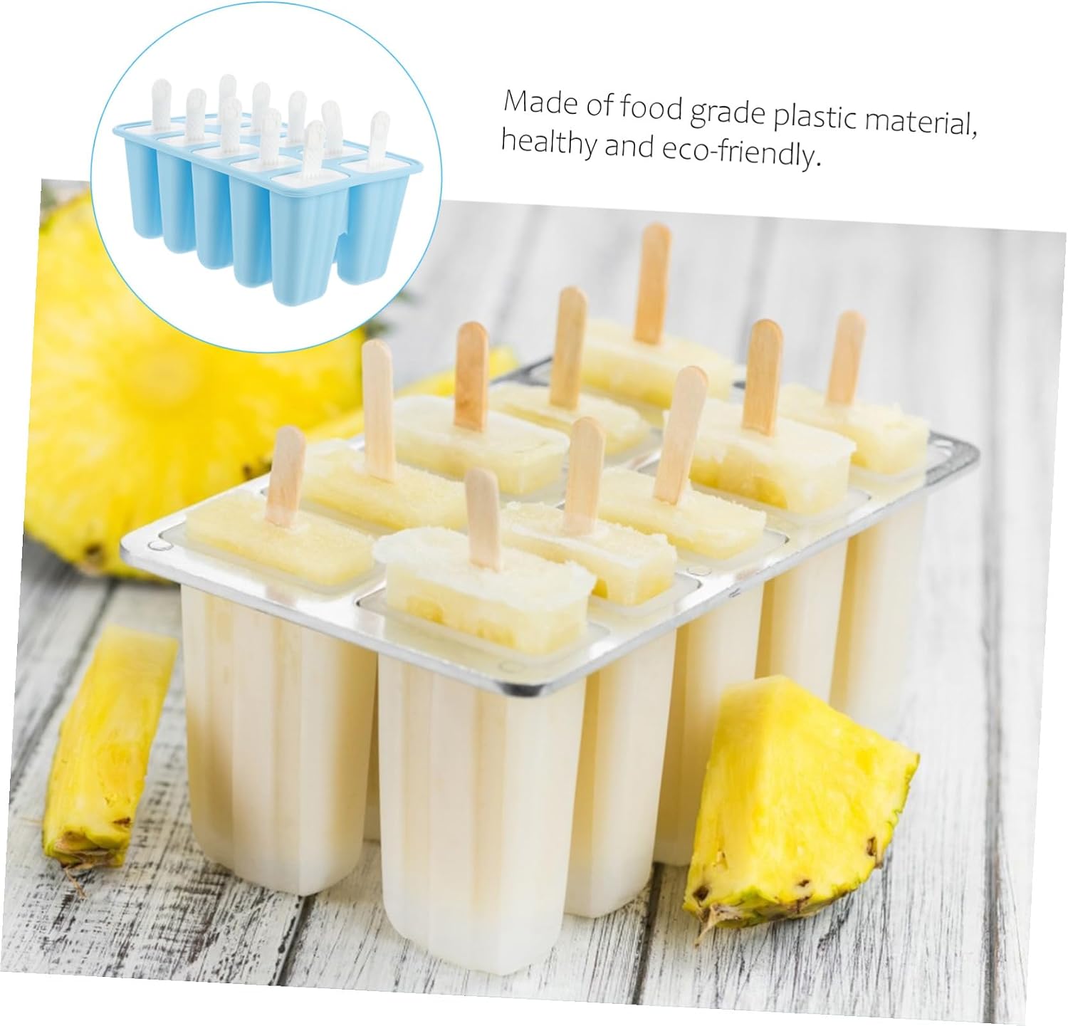 OSALADI Silicone Ice Cream Mold 10-grid Ice Pop Maker Reusable Blue for Homemade Chilled Treats Kitchen Gadget