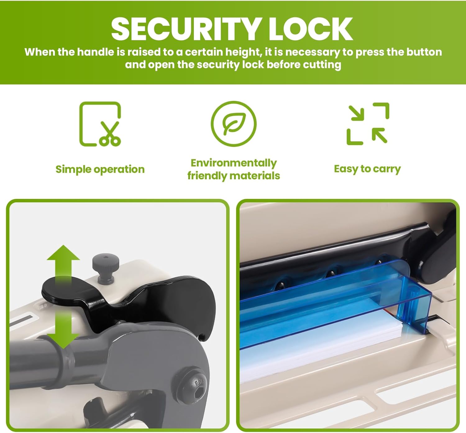 Paper Cutter Heavy Duty, HSS Blade, Guillotine Paper Cutter 500 Sheet Capacity, Solid Steel Construction, for Office Home School Industrial (A4-12'' Paper Cutter)