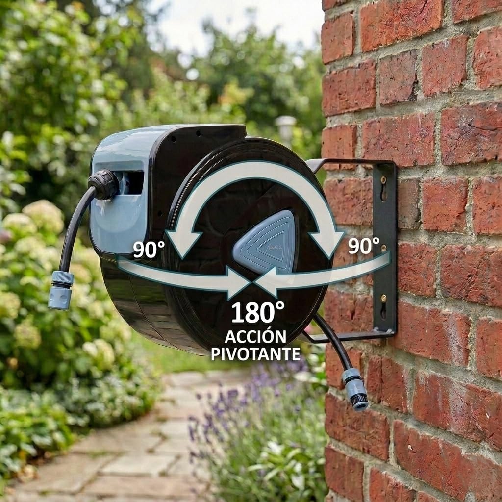 Manguera de Jardín Enrollable 15 m | Carrete Automático
