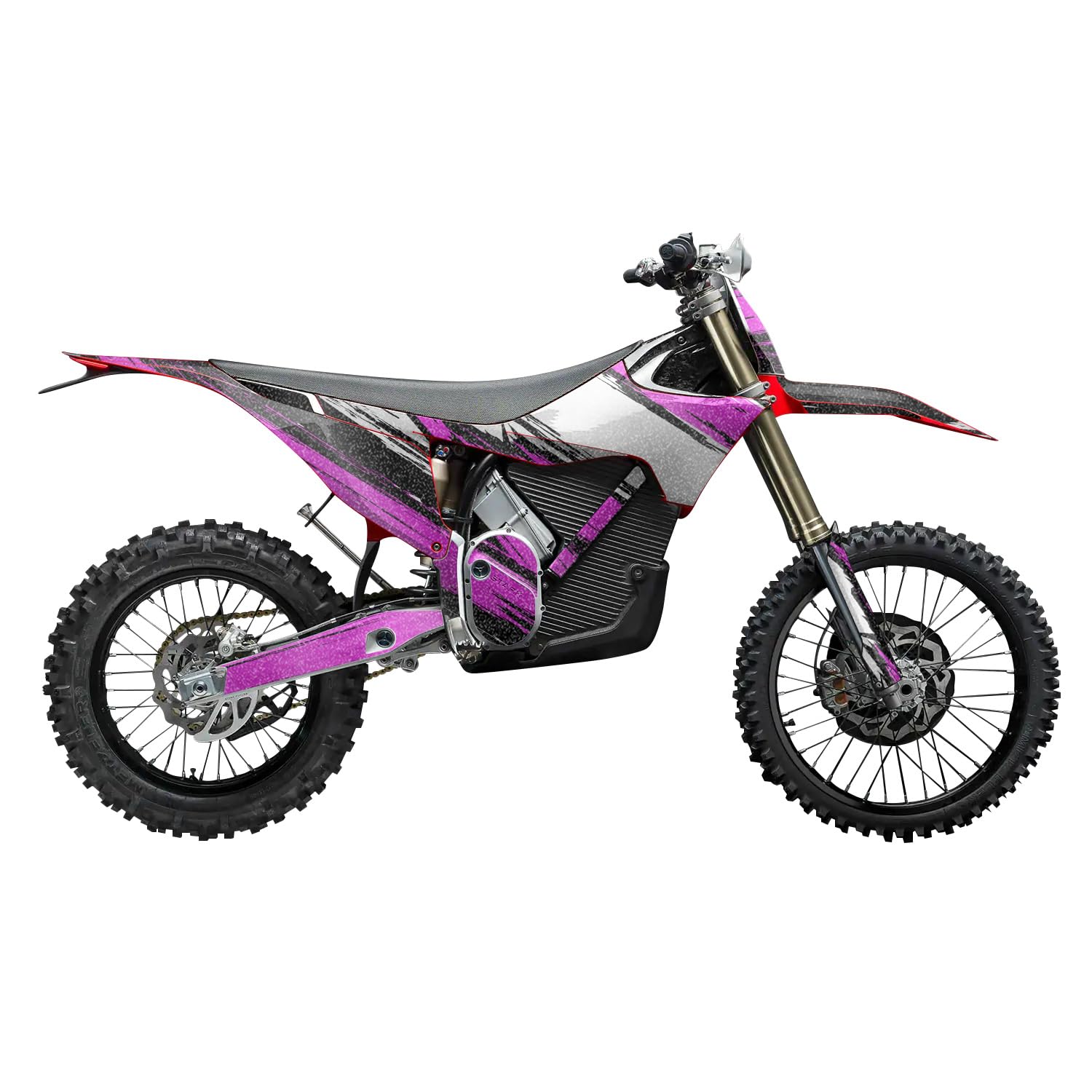 Glossy Glitter Stark Varg MX 2023-2025 Graphics Kit Wrap - Grunge Stripe Magenta - Varg MX Skin - Premium 3M Vinyl Protective Wrap Decal Cover - Easy to Apply | Crafted in The USA by MightySkins