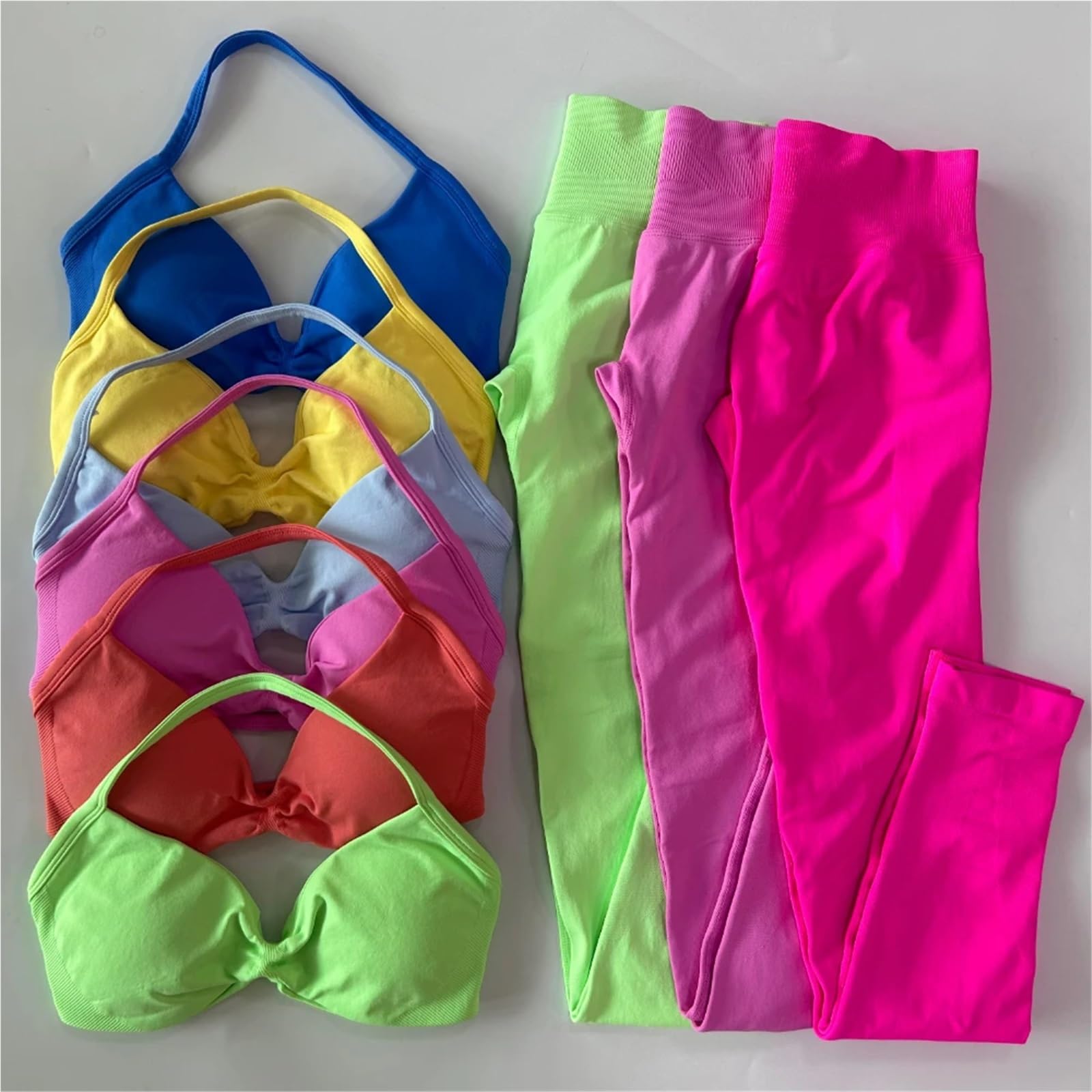 Conjunto de 2 Piezas for Mujer, Sujetador Yoga con Tiras, Top Deportivo, Conjunto Mallas Entrenamiento, Gimnasio sin Costuras, Ropa Deportiva
