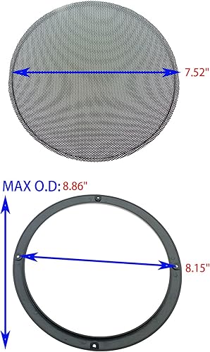 Miniatura 2 de Paquete de 2 fundas protectoras de bocina de 8 pulgadas para parrillas de altavoces de malla metálica con tornillos de montaje para audio del hogar