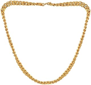 سلسلة بتصميم حبل مصنوعة من النحاس وطلية بالذهب مع قفل على شكل حرف S سوليتير بجودة ممتازة بطول 20 بوصة للرجال والنساء غير معروف